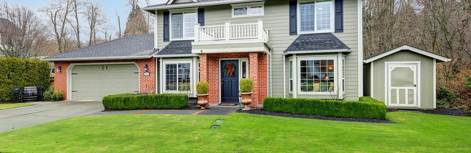 a house with a tidy lawn
