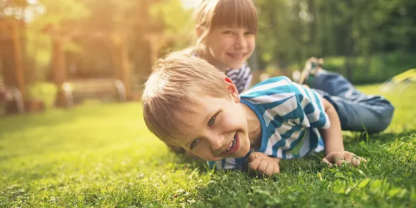 kid in lawn